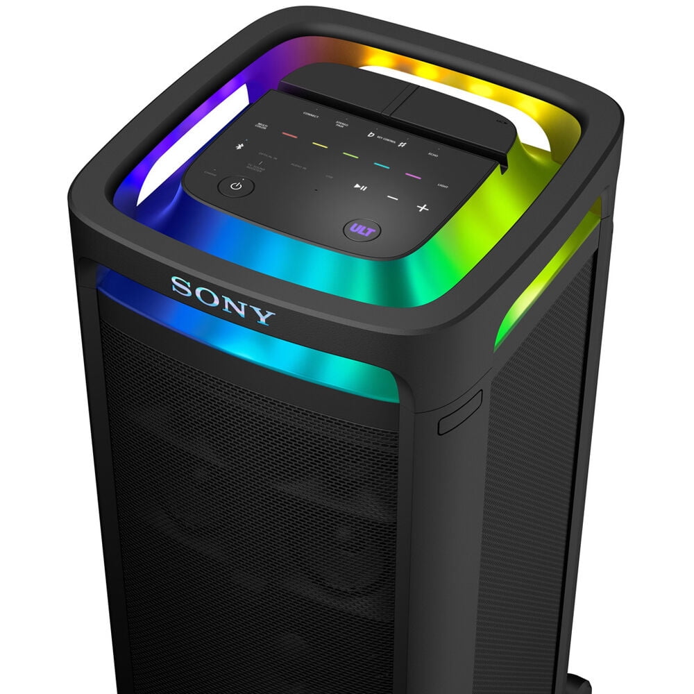 Sony SRSULT900 ULT Tower 9 Bluetooth Karaoke Party Speaker with Carrying Handle and Wheels Bundle with Sony ULT POWER SOUND series ULT MIC Wireless Microphone (2 Mics, 1 Receiver)