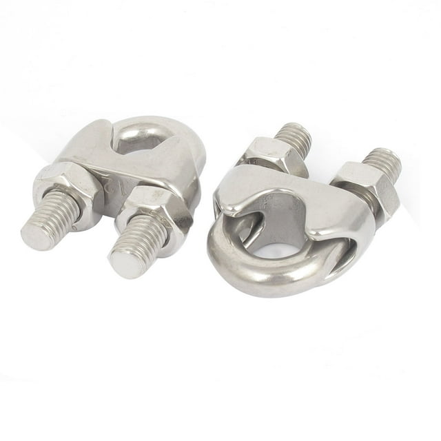 Unique Bargains 12mm 1/2' Stainless Steel Wire Rope Cable Clamp Clips 2pcs