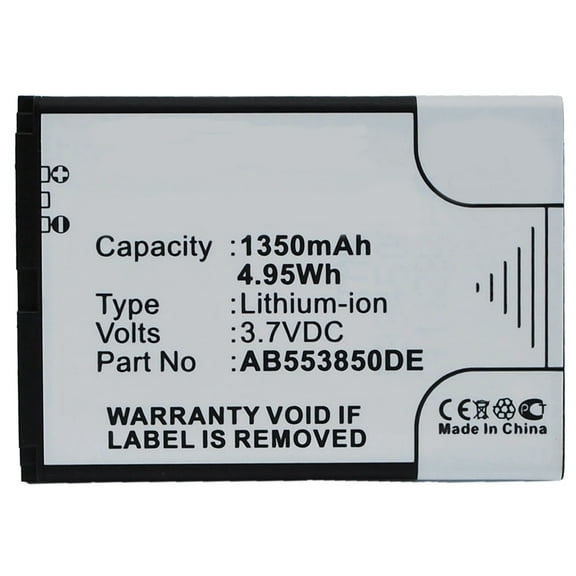 Batteries N Accessories BNA-WB-L3603 Cell Phone Battery - Li-Ion, 3.7V, 1350 mAh, Ultra High Capacity Battery - Replacement for Samsung AB553850DC Battery