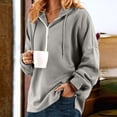 thumbnail image 2 of Ankola Women Half Zip Hoodies Fall Lounge Long Sleeve Split Hem Sweatshirts Casual Loose Solid Drawstring Hooded Pullover, 2 of 7