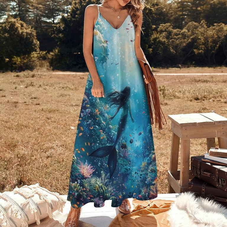 Mermaid Glitter Fish Scale Girls Sleeveless Dress Woman Fashion Long Dresses  Women's Summer Suit Dress Summer 2025 Women - Walmart.com