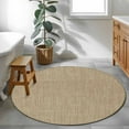 thumbnail image 4 of Beige 3.3ft Round Rug, Farmhouse Burlap Solid Brown Color Modern Linen Texture Non-Skid Rubber Backing Large Area Rugs - Living Room Bedroom Home Office, Indoor Floor Mat Carpets Washable Rug, 4 of 9