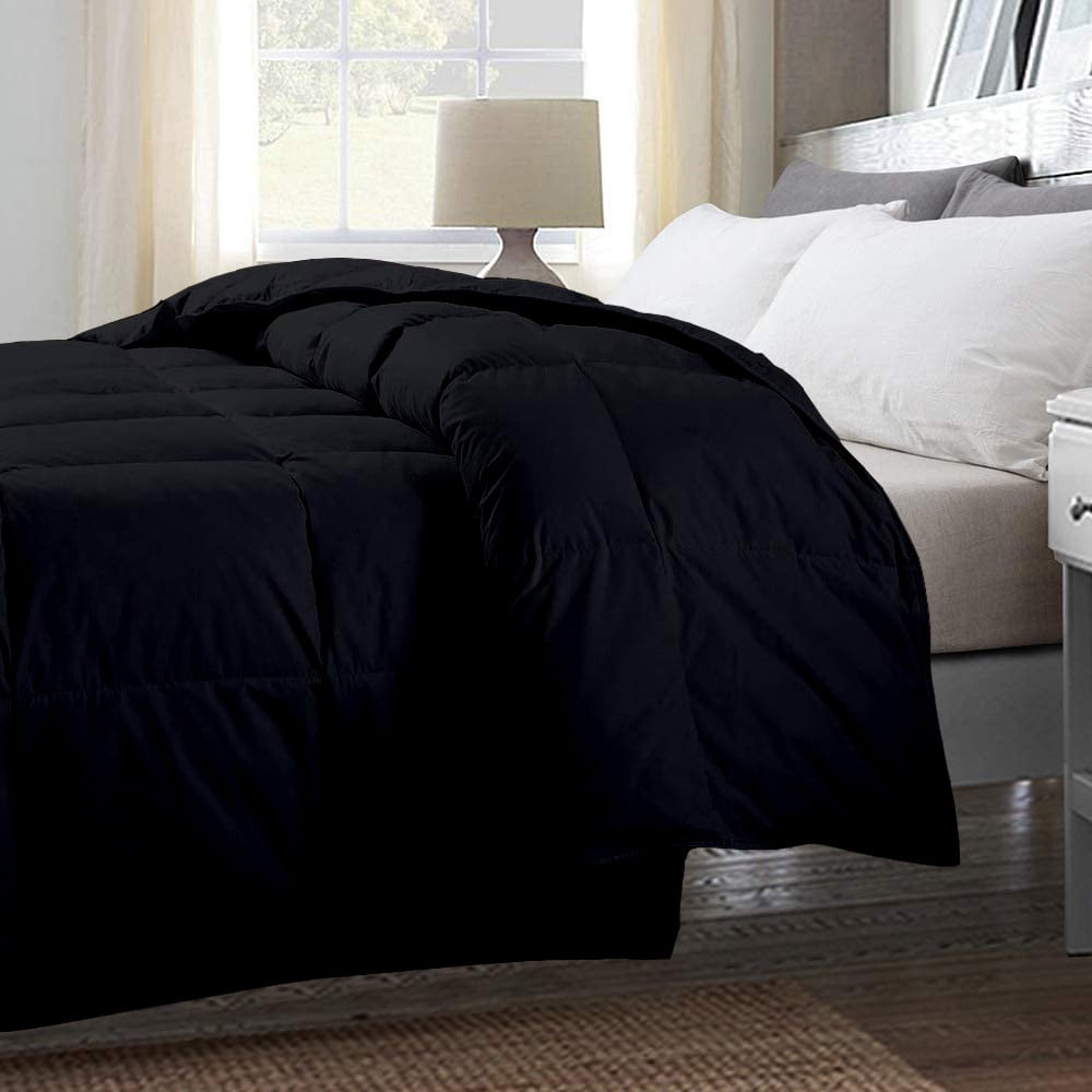 All-Season luxury Box Comforter King/California King Sized 94 by 104 inch Black Solid, 1 Piece Soft Quilted Box Stitched Box Comforter 800 TC 100% Egyptian Cotton
