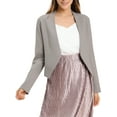 thumbnail image 1 of Blazer de Travail pour Femme Sans Col, Veston de Style Professionnel Décontracté, Blazer Court, TP, Gris, 1 of 8