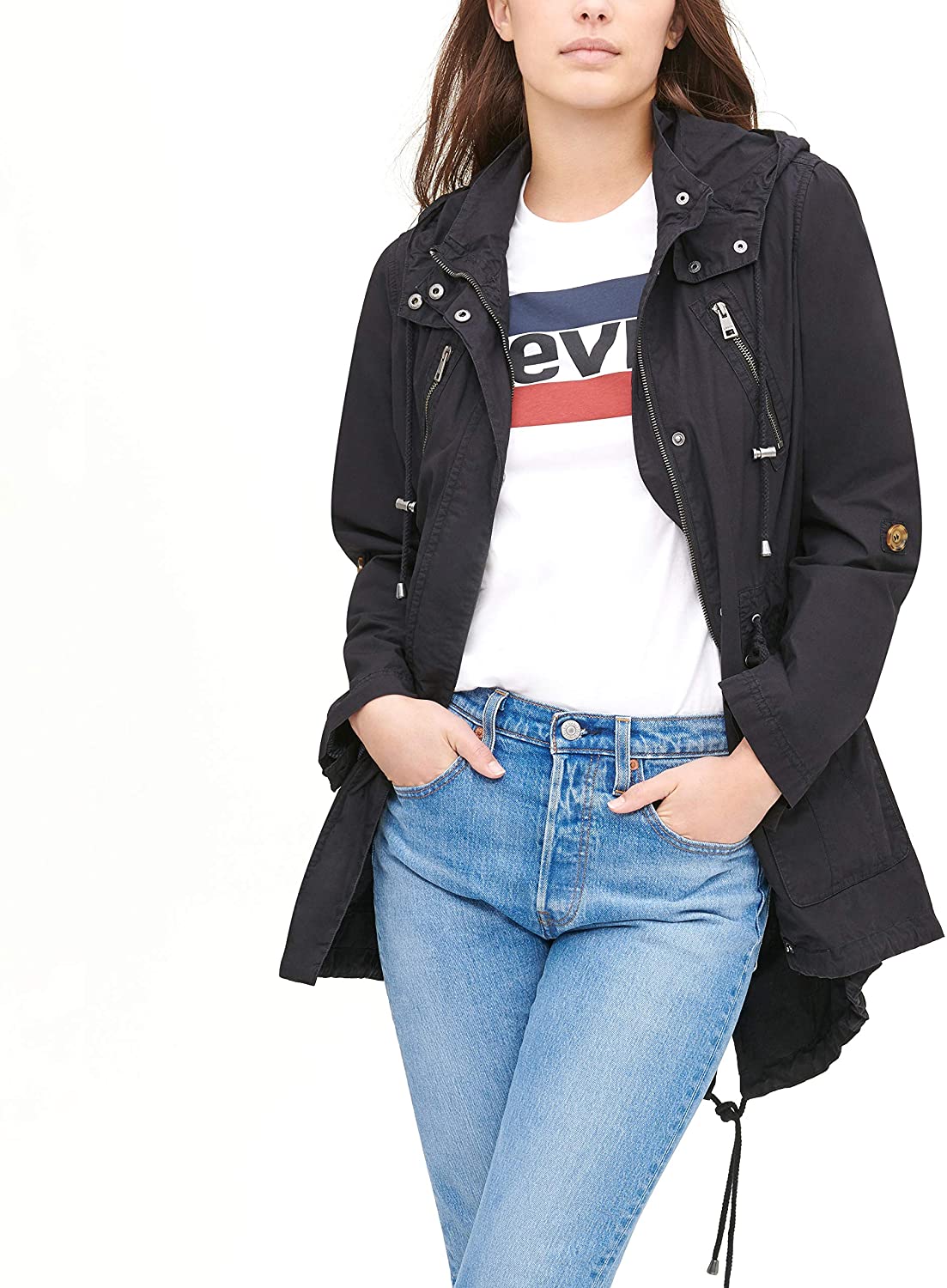 levi's women's lightweight cotton hooded anorak