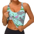 thumbnail image 3 of Balery Hippo With Flamingos And Crocodiles Sujetadores deportivos con espalda cruzada para mujer, acolchados, sin costuras, de alto impacto, ideales para yoga, gimnasio, entrenamiento y fitness.-Large, 3 of 8