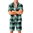 thumbnail image 2 of Mens Satin Silky Pajamas Set Short Sleeve Button Down Sleepwear Pjs Summer 2 PCS Loungewear with Pockets S-4XL, 2 of 4