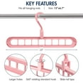 thumbnail image 2 of 4 Packs of Hangers Space Saving for clothes, Small Space Saving, Magic Hanger Organizer, Shirt Organizer for Closet, Dress Organizer with 9 Holes for Closet Storage, Dormitory, Bedroom (Pink), 2 of 7