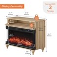 thumbnail image 2 of WAMPAT 3-Sided Farmhouse Fireplace TV Stand, Up to 43'' TVs, Highboy Entertainment Center, 36'' Glass Electric Fireplace, Small Media Console Table, Living Room Storage,Oak, 2 of 8