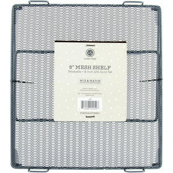 8" Mesh Locker Shelf, Stackable (Grey)