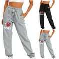 thumbnail image 3 of WREESH Womens Sweatpants Fashion Dogs Printed Fitness Sport Relaxed Loose Printing Elastic Waist Long Sweatpants Black, 3 of 4