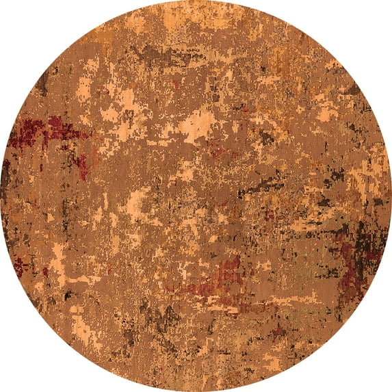 Ahgly Company Indoor Round Oriental Orange Industrial Area Rugs, 7' Round