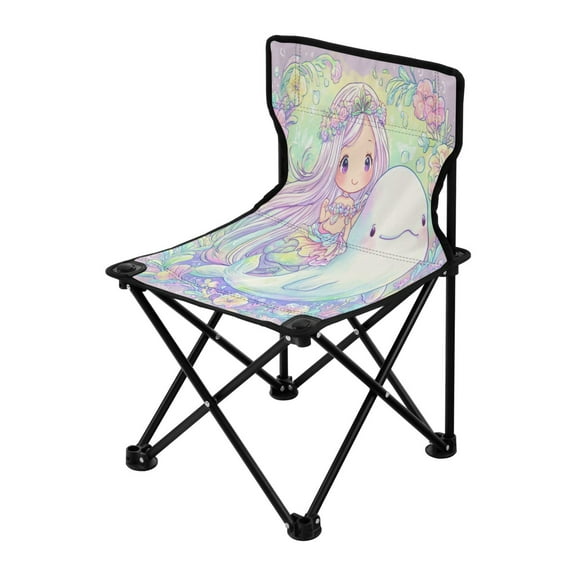 Folding Chair（Maximum weight capacity 220lb）Camping Chair For Camping Picnicking Outdoor Beach and Travel Dolphin and Mermaid