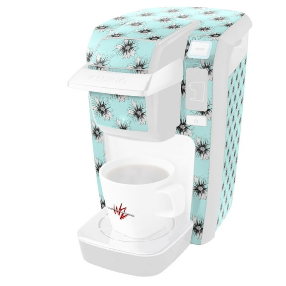 Kearas Daisies Seafoam - Decal Style Vinyl Skin fits Keurig K10 / K15 Mini Plus Coffee Makers (KEURIG NOT INCLUDED)