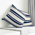 thumbnail image 4 of Throw Pillow Covers 24x24 Inch, Navy Blue Khaki Striped Decorative Pillow Cases for Couch Sofa Bed, Gradient Horizontal Lines Cotton Linen Square Home Decor Pillowcases with Hidden Zipper, 4 of 7