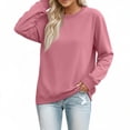 thumbnail image 5 of Solid Crewneck Sweatshirts Women Long Sleeve No Hood Oversized Casual Pullover Winter Clothes, 5 of 7