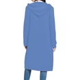 thumbnail image 4 of DPTALR Women's Classic Soft Fabric Longline Hooded Cardigan with Side Pockets and Open Front,Light Blue,Size S, 4 of 6