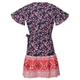 thumbnail image 5 of Fiomva Flower Print V-neck Clubwear Casual Summer Short Sleeve Beach Mini Bodycon Women Dress, 5 of 5