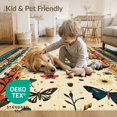 thumbnail image 4 of ODIKA 4'x6' Washable Area Rug Witchy Moth Boho Aesthetic Mystical Symmetrical Stripes Border for Dorm Room, Small Living Stain Resistant Low Profile, Easy Care, 4 of 7