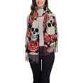 thumbnail image 2 of Junzan Lightweight Women'S Fashion Skull And Roses Printed Winter Fall Warm Scarves Scarf Shawl, 2 of 9