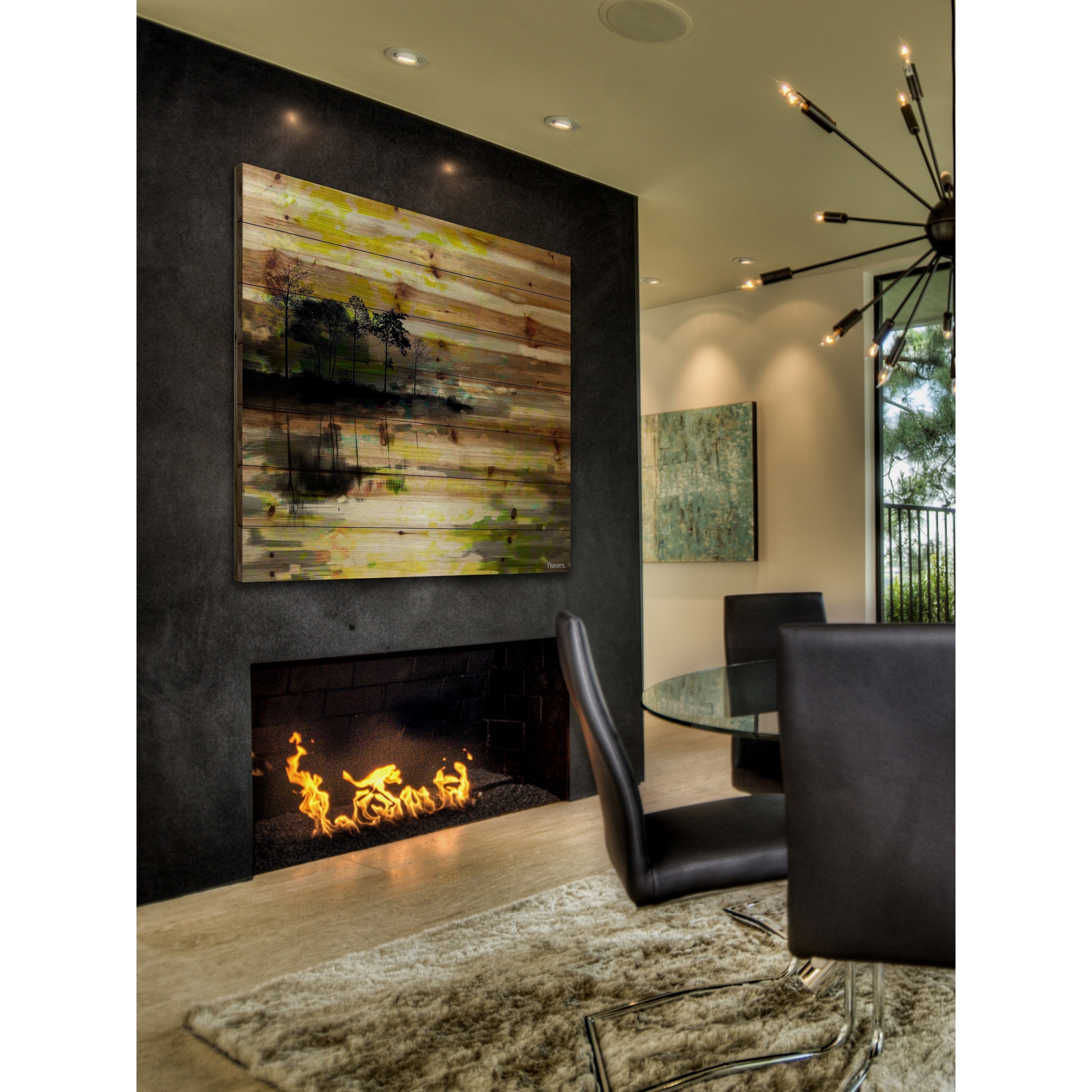 Parvez Taj  'Oshawa' Painting Print on Natural Pine Wood - Multi-color 32 x 32