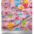 thumbnail image 1 of Soimoi Poly Georgette Fabric Heart & Hot Air Balloon Holiday Decor Fabric Printed Yard 52 Inch Wide, 1 of 1