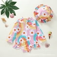 thumbnail image 2 of Gubotare Toddler One Piece Swimsuit Girls Long Sleeve Swimsuits One Piece Rash Guard Bathing Suit UPF50+ Toddler Kids Zipper Swimwear 6 12 Months (Pink,6-12 Months), 2 of 7