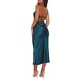 thumbnail image 4 of xiaxaixu Femmes Envelopper Poitrine Robe Bodycon Couleur Unie Évidé Bustier Croix Tie-Up Dos Nu Robe de Cocktail Parti Club Robe Midi, 4 of 5