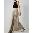 thumbnail image 4 of Pantalones Palazzo Holgados de Cintura Alta Elástica para Mujer, Informales, con Bolsillos, Holgados y Largos de Otoño Caqui S, 4 of 9