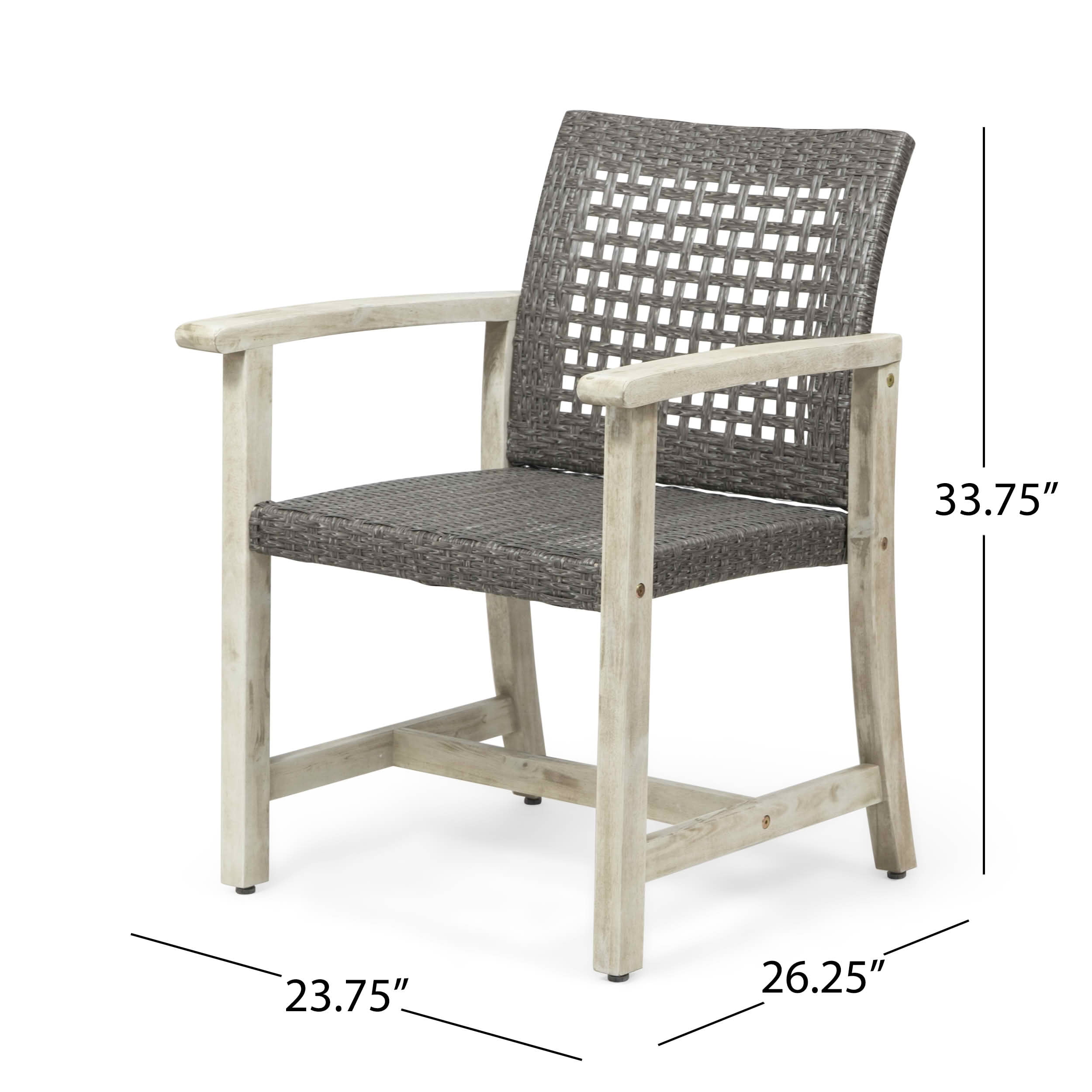 MAYEERTY Set of 2 Patio Acacia Wood Outdoor Dining Chairs with Woven Seating 400lbs Capacity