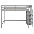 thumbnail image 4 of Full Size Multifunctional High Loft Bed with Built-in Storage Wardrobe and Staircase, Sturdy Wooden Loftbed Frame with Ladder & Safety Guardrail for Teens Bedroom, 4 of 9