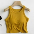 thumbnail image 6 of SMihono Fashion Women's Bulit-in-Bra Basic Tank Top Fitted Spaghetti Strap Crop Camisole Summer Going Out Undershirts Yellow M, 6 of 7
