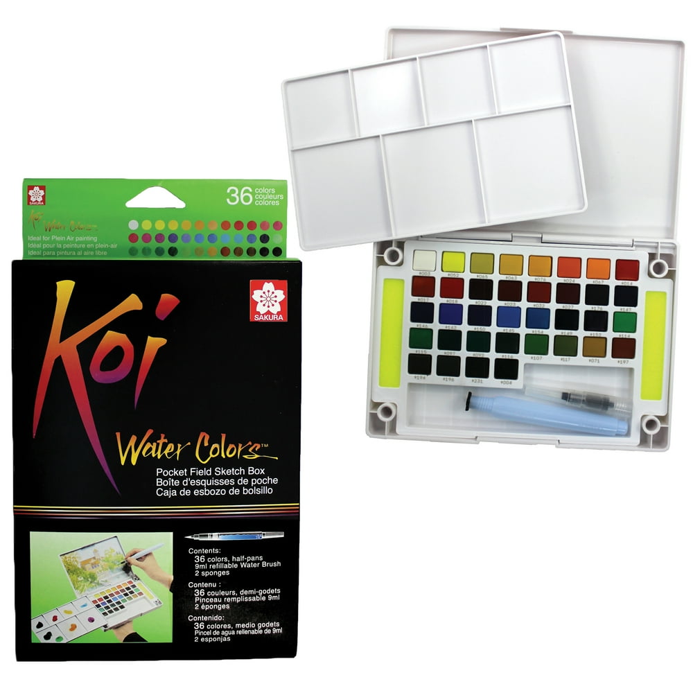 Sakura Koi Watercolor Pocket Field Sketch Box Set, 36 Colors + Brush