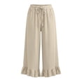 thumbnail image 4 of Breezora High Waisted Straight Leg Linen Pants for Women Barrel Style Wide Leg Casual Trousers Lightweight Summer Pull On Bottoms with Back Pockets, 4 of 5