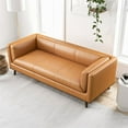 thumbnail image 4 of Allora Mid-Century Modern Pillow Back Genuine Leather Sofa in Tan, 4 of 6