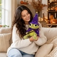 thumbnail image 4 of Halloween Wizard Frogs Plush Toys, Cute Green Frog Stuffed Animal with Witch Hat Cape & Pumpkin, Spooky Soft Frog Plush Doll for Halloween Home Decor & Gift, 4 of 5