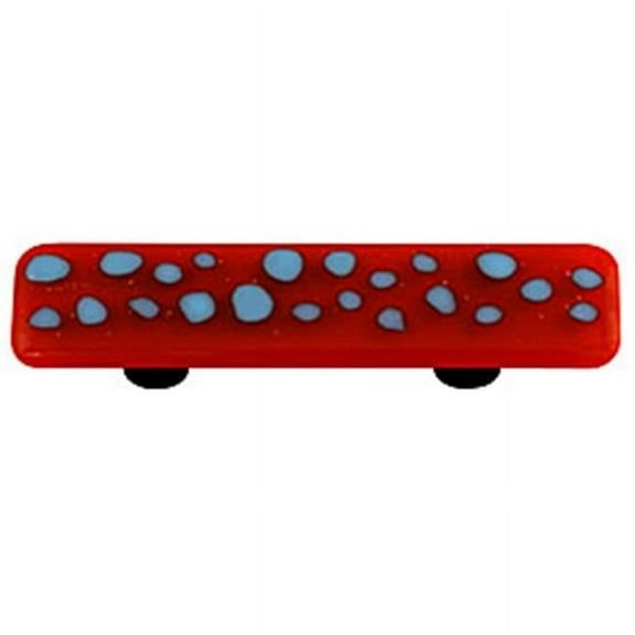 Hot Knobs HK6001-PA Reactive Clear Brick Red Rectangle Glass Cabinet Pull - Aluminum Post