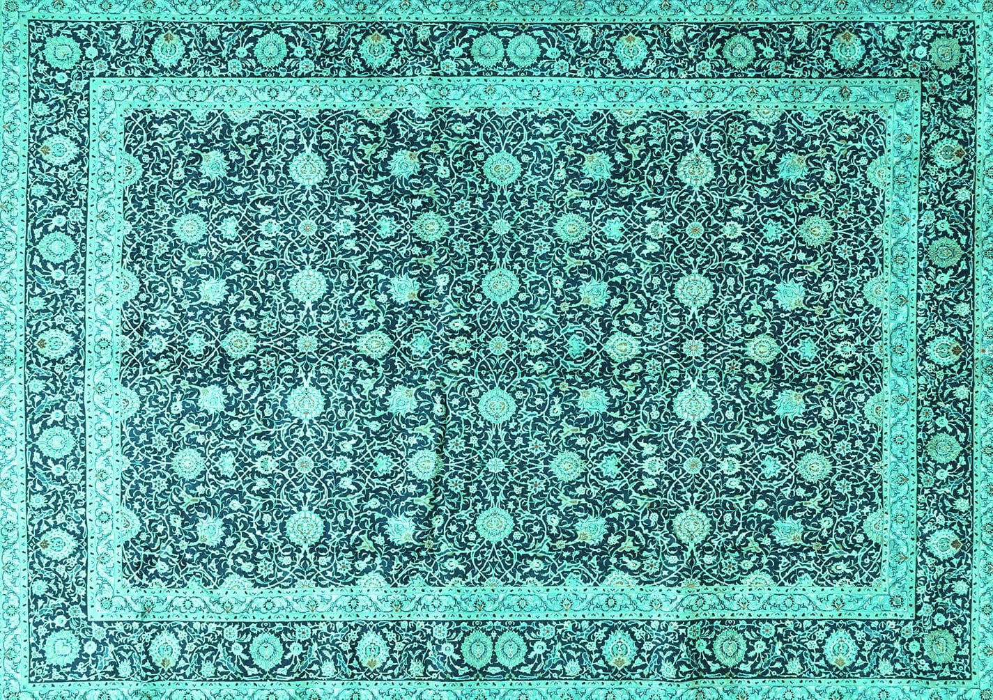 Ahgly Company Machine Washable Indoor Rectangle Persian Turquoise Blue ...
