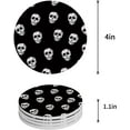 thumbnail image 1 of FMSHPON Halloween Horror Skull Black Set of 8 Round Coaster for Drinks, Absorbent Ceramic Stone Coasters Cup Mat with Cork Base for Home Kitchen Room Coffee Table Bar Decor, 1 of 6