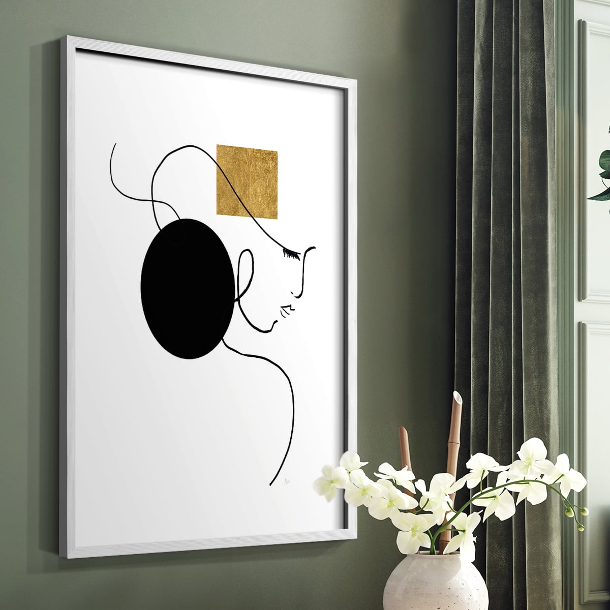 Shapes and Lines I in White Solid Wood 8 x 10 Framed Print