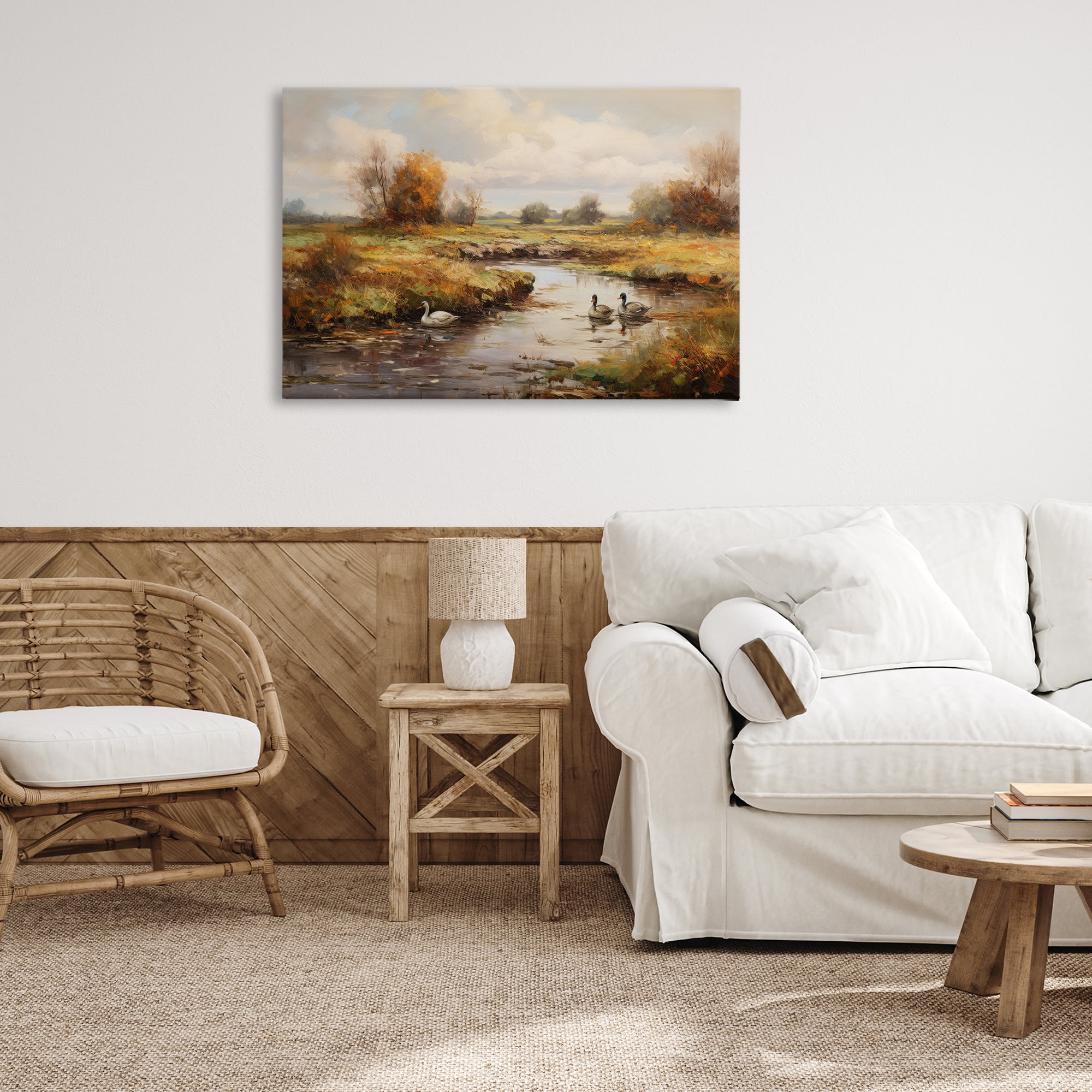 Stupell Industries Ducky Days Landscape Landscape & Nature Painting Wrapped Canvas Art Print Wall Art, 36 x 24