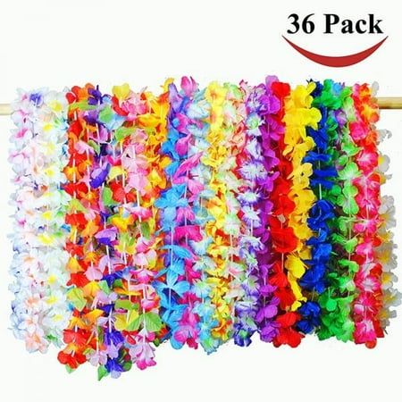 - Joyin Toy 36 Counts Tropical Hawaiian Luau Flower Lei Party Favors (3 Dozen)