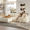 thumbnail image 2 of Renwick 110" L-Shaped Cloud Couch, Boneless Corduroy Sectional Sofa with 3 Detachable Pillows for Livingroom, Beige, 2 of 10