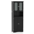 thumbnail image 1 of Costway 64.5" Tall Bathroom Cabinet with Tempered Glass Doors Adjustable Shelves Black, 1 of 10
