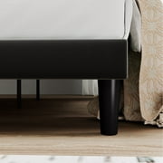 SHA CERLIN Black Queen Size Upholstered Platform Bed Frame with Adjustable Channel Velvet Headboard