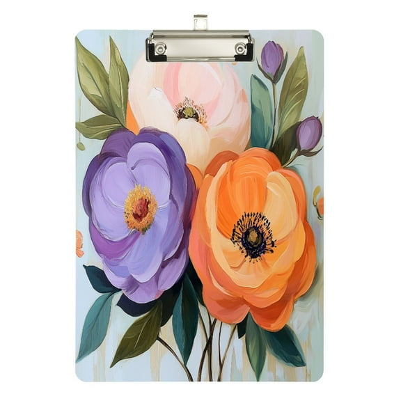 FORMRS Acrylic Clipboard with Low Profile Clip Standard A4 Letter Size, 12.5" x 9", Bright Flowers