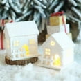 thumbnail image 2 of Lighted Wooden Christmas Village Houses Hand-Painted Tabletop Decor with Snow LED Lights Winter Xmas Figurine 12cm White Holiday Village, 2 of 9