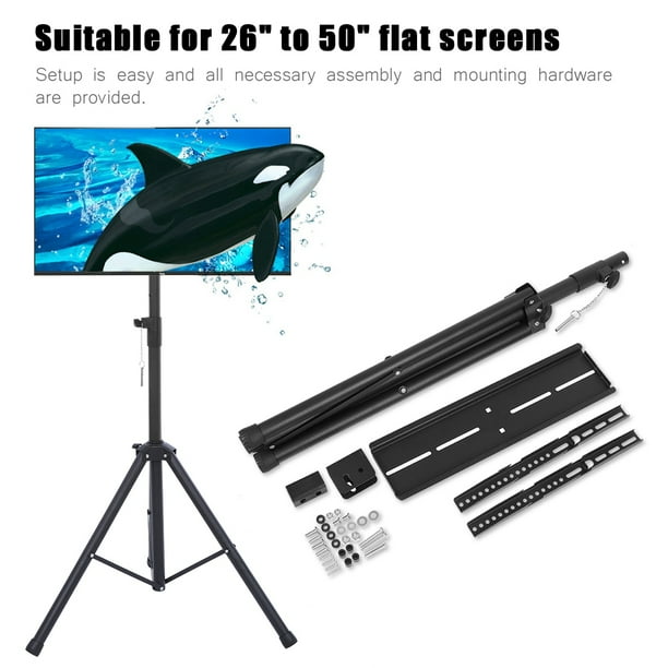 HERCHR Black Tripod TV Display Portable Floor Stand Height ...