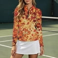 thumbnail image 2 of Bibifish Womens Tops Collared Half Zip Maple Leaf Print Long Sleeve Tees Athletic Active Lightweight Shirts, 2 of 6
