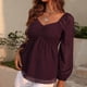 thumbnail image 4 of Tops Para Mujer Blusa Casual Elegante Camisas de Manga Larga Camiseta de Color Sólido Con Cuello en V de Moda Jersey Superior Odeerbi  ODB166157, 4 of 9
